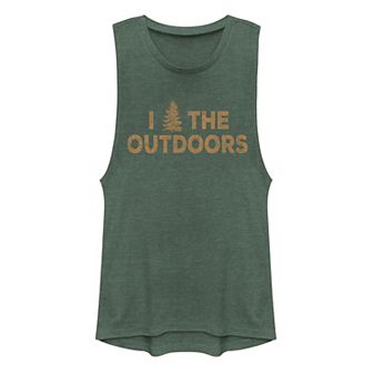 Juniors' "I Tree The Outdoors" Graphic Muscle Tank Top