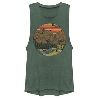 Juniors' Majestic Mountain Landscape Muscle Tank Top