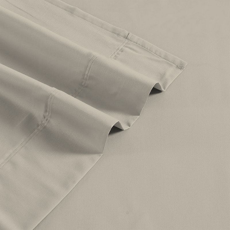 Queen 1200 Thread Count Cotton Rich Sateen Sheet Set Beige - Color Sense