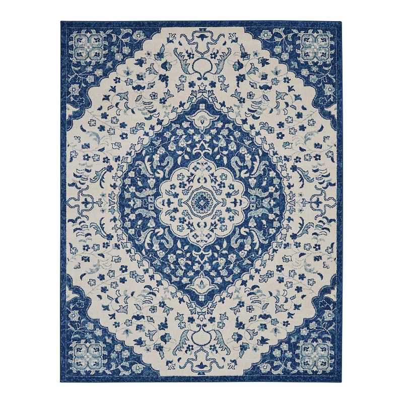 Nourison Passion Worldly Ivory Blue Area Rug, Multicolor, 2X7.5 Ft