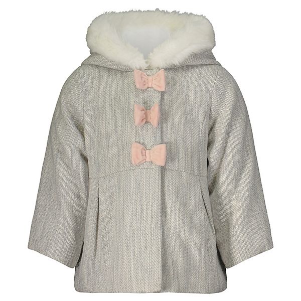 Simple Joys by Carters Toddler Girls Hooded Felt Jacket with Faux Fur Trim 