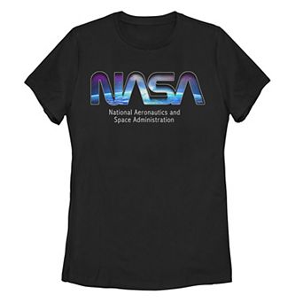 Juniors' NASA Earth Space Logo Fill Tee