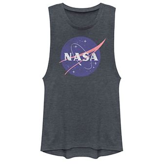 Juniors' NASA Distressed Original Logo Muscle Tank Top