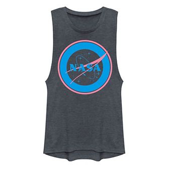Juniors' NASA Blue Hue Circle Logo Muscle Tank Top
