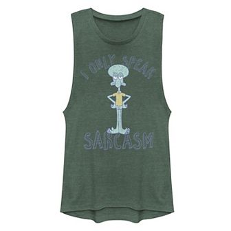 Juniors' Nickelodeon SpongeBob SquarePants Squidward Sarcasm Muscle Tank Top