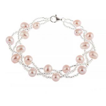 Splendid Pearls Sterling Silver Dyed Gray Freshwater Cultured Pearl Bracelet