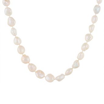 Splendid Pearls Sterling Silver Baroque Freshwater Cultured Pearl Necklace