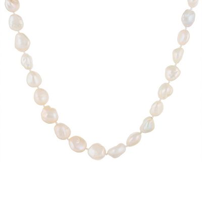 Sterling Silver Baroque Freshwater Cultured Pearl Necklace