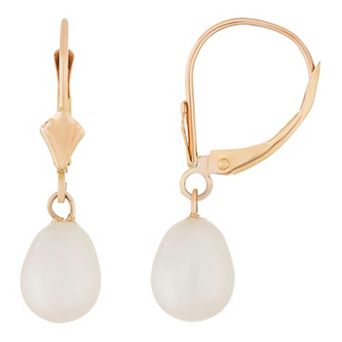 Splendid Pearls 14k Gold Freshwater Cultured Pearl Leverback Earrings
