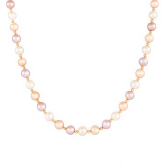 Splendid Pearls 14k Gold Multicolored Freshwater Cultured Pearl Necklace