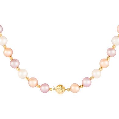 14k Gold Multicolored Freshwater Cultured Pearl Necklace