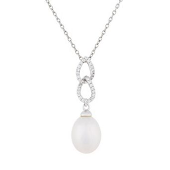 Splendid Pearls Sterling Silver Freshwater Cultured Pearl Dangle Pendant