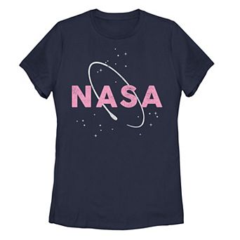 Juniors' NASA Pink Logo Tee