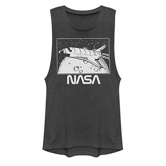 Juniors' NASA Space Shuttle Over The Moon Muscle Tank Top