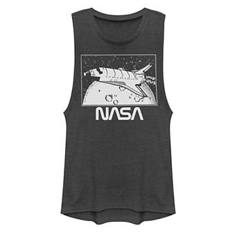 Juniors' NASA Space Shuttle Over The Moon Muscle Tank Top
