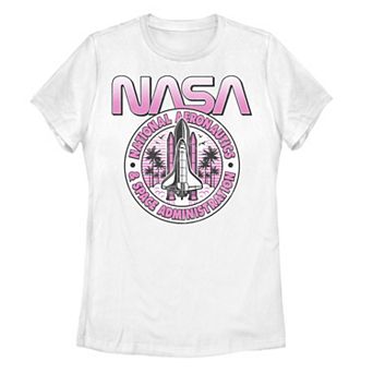Juniors' NASA Pink Logo Tee