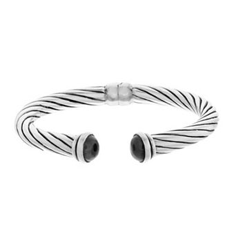 Sterling Silver Smoky Quartz Twisted Bangle Bracelet
