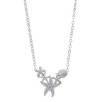 Sterling Silver Blue Topaz Sea Life Necklace