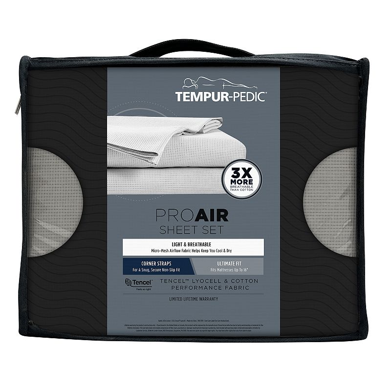 Tempur-Pedic Performance Air Sheet Set or Pillowcases, Silver, FULL SET