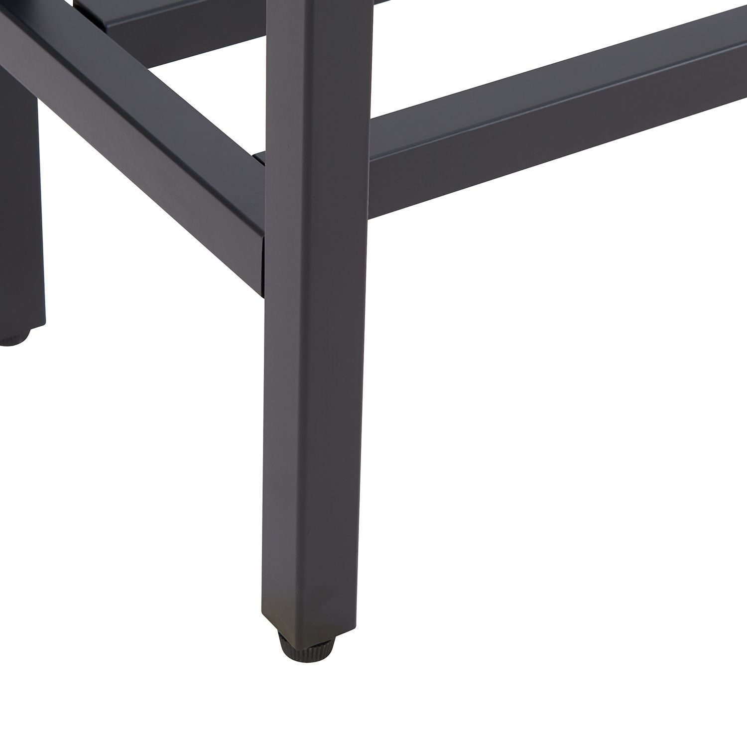 Close-up of console table leg and underside support bar