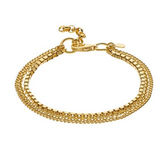 Gold Tone Sterling Silver Double Strand Beaded Bracelet