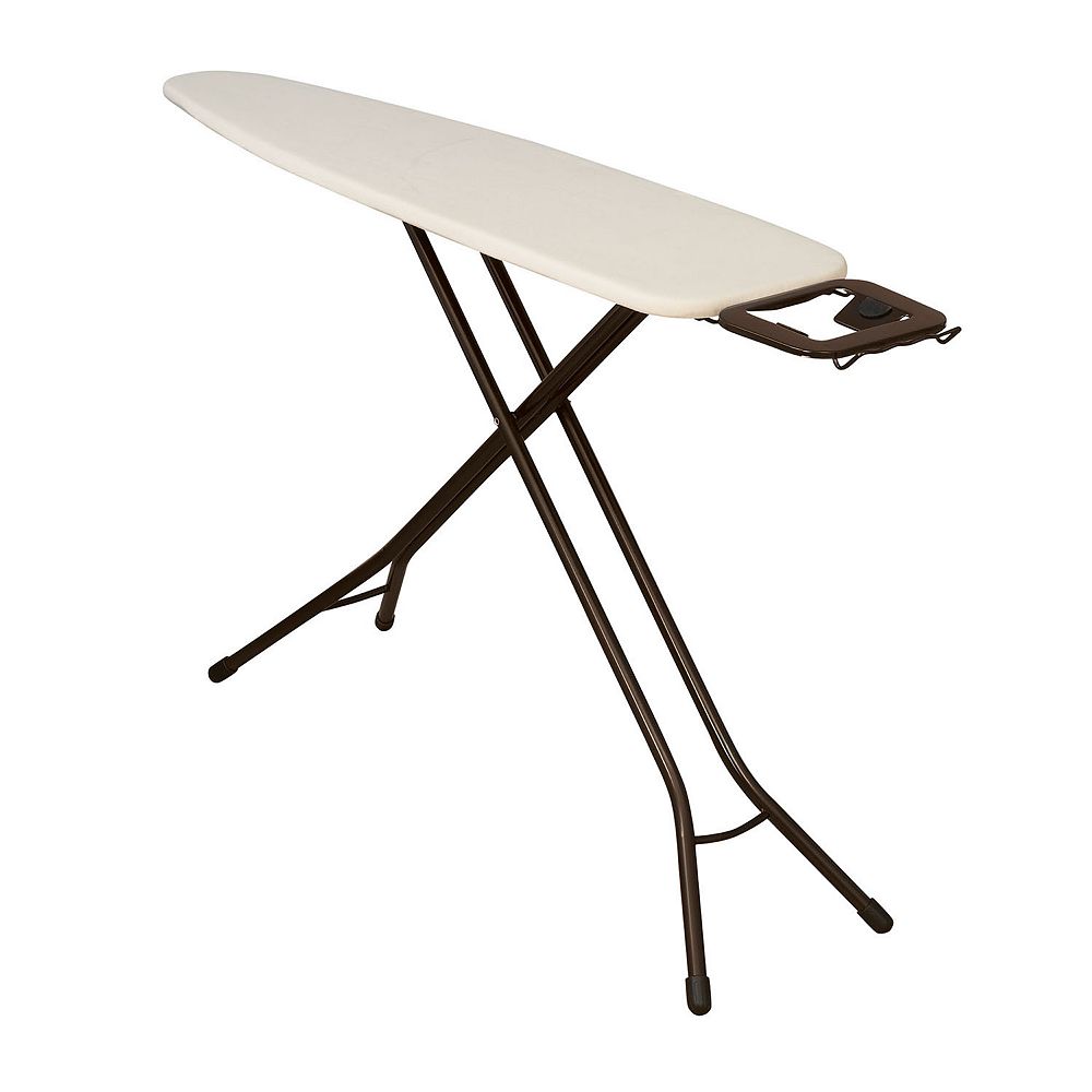 Household Essentials 4-Leg Wide Top Ironing Board with Cover - Brown