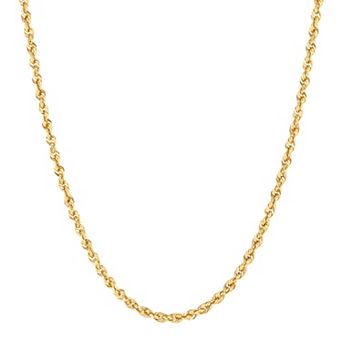 Men's Everlasting Gold 10k Gold Hollow Glitter Rope Chain Necklace