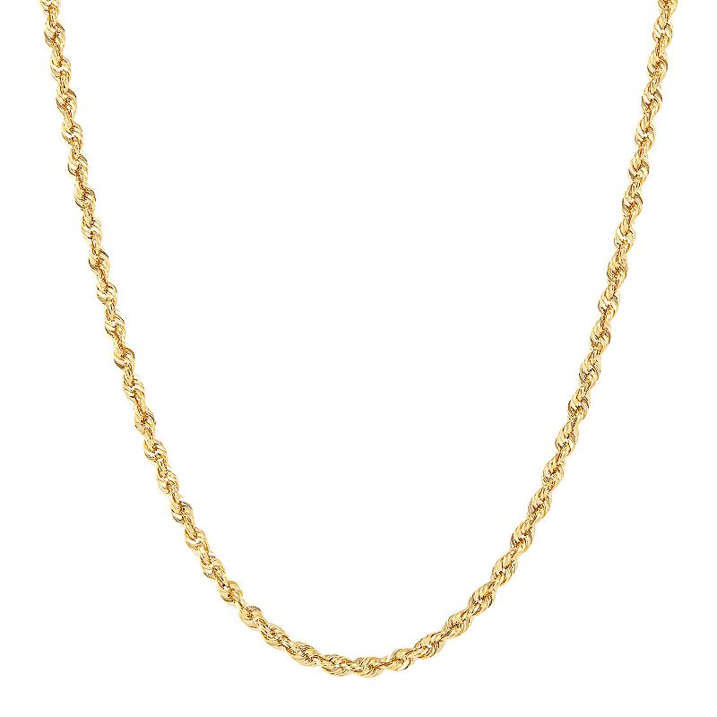Mens Everlasting Gold 10k Gold Hollow Glitter Rope Chain Necklace, Size: 