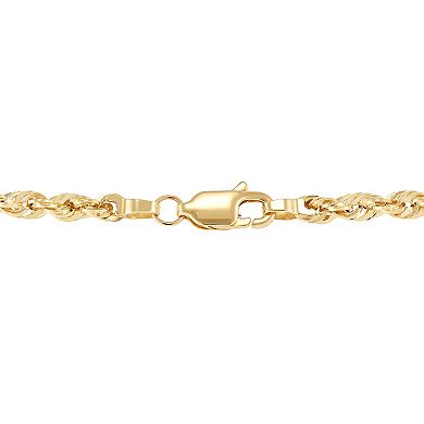 Men's Everlasting Gold 10k Gold Hollow Glitter Rope Chain Necklace