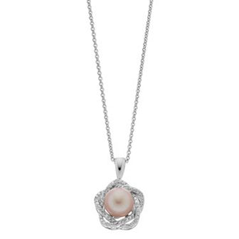 Simply Vera Vera Wang Sterling Silver Diamond Accent Freshwater Cultured Pearl Knot Pendant Necklace