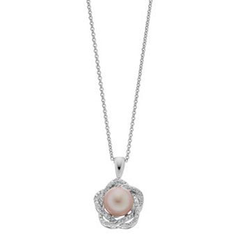 Simply Vera Vera Wang Sterling Silver Diamond Accent Freshwater Cultured Pearl Knot Pendant Necklace