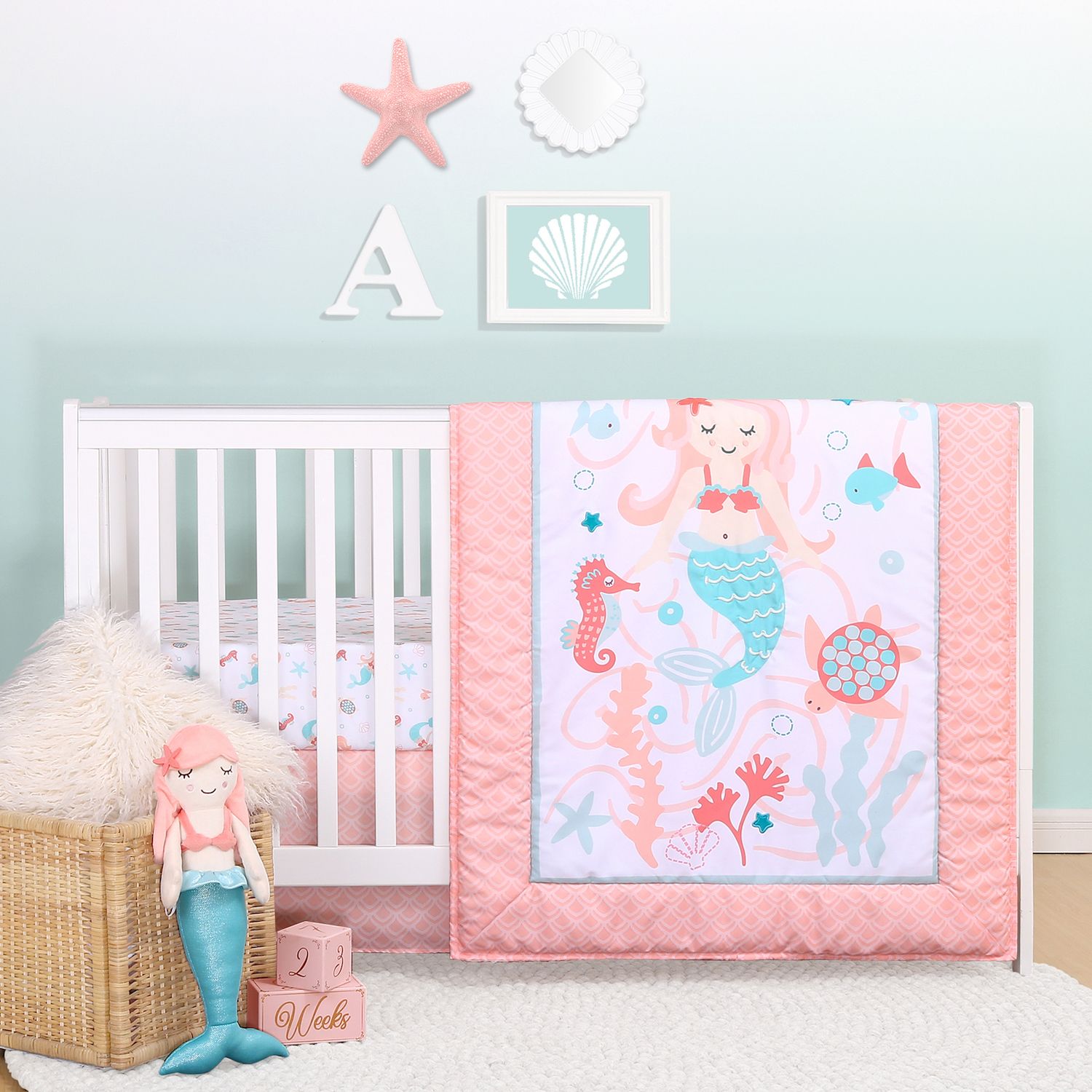 little mermaid crib bedding set