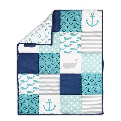 PS by The Peanutshell Nautical Whales 3 Piece Crib Bedding Set
