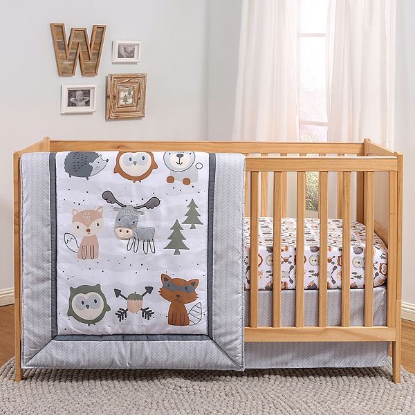 The Peanutshell Woodland Walk 3 Piece Crib Bedding Set