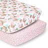 PS by The Peanutshell 2 Pack Pink & Gold Butterfly Floral Crib Sheets