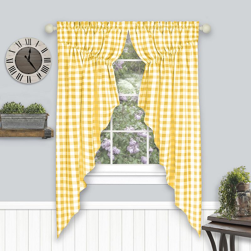Sweet Home Buffalo Check Gingham Kitchen Curtain Tier Pair, 36x58