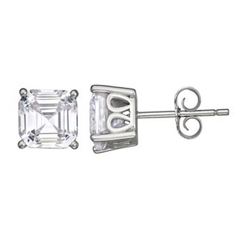 Contessa Di Capri Asscher Cut Cubic Zirconia Stud Earrings
