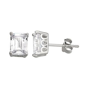 Contessa Di Capri Emerald Cut Cubic Zirconia Stud Earrings