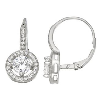 Contessa Di Capri Cubic Zirconia Halo Leverback Earrings