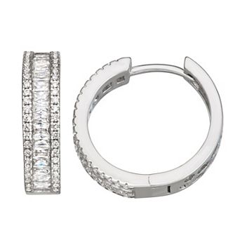 Contessa Di Capri Cubic Zirconia Huggie Hoop Earrings