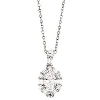 Contessa Di Capri Cubic Zirconia Oval Pendant Necklace