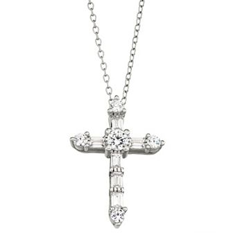 Contessa Di Capri Cubic Zirconia Cross Pendant Necklace