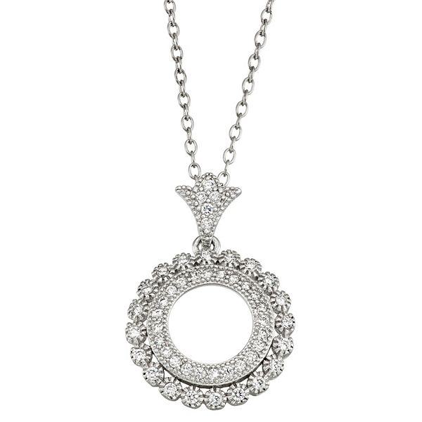 Contessa Di Capri Cubic Zirconia Double Circle Pendant Necklace