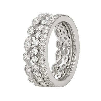 Contessa Di Capri Sterling Silver Eternity Band 3-Ring Set 