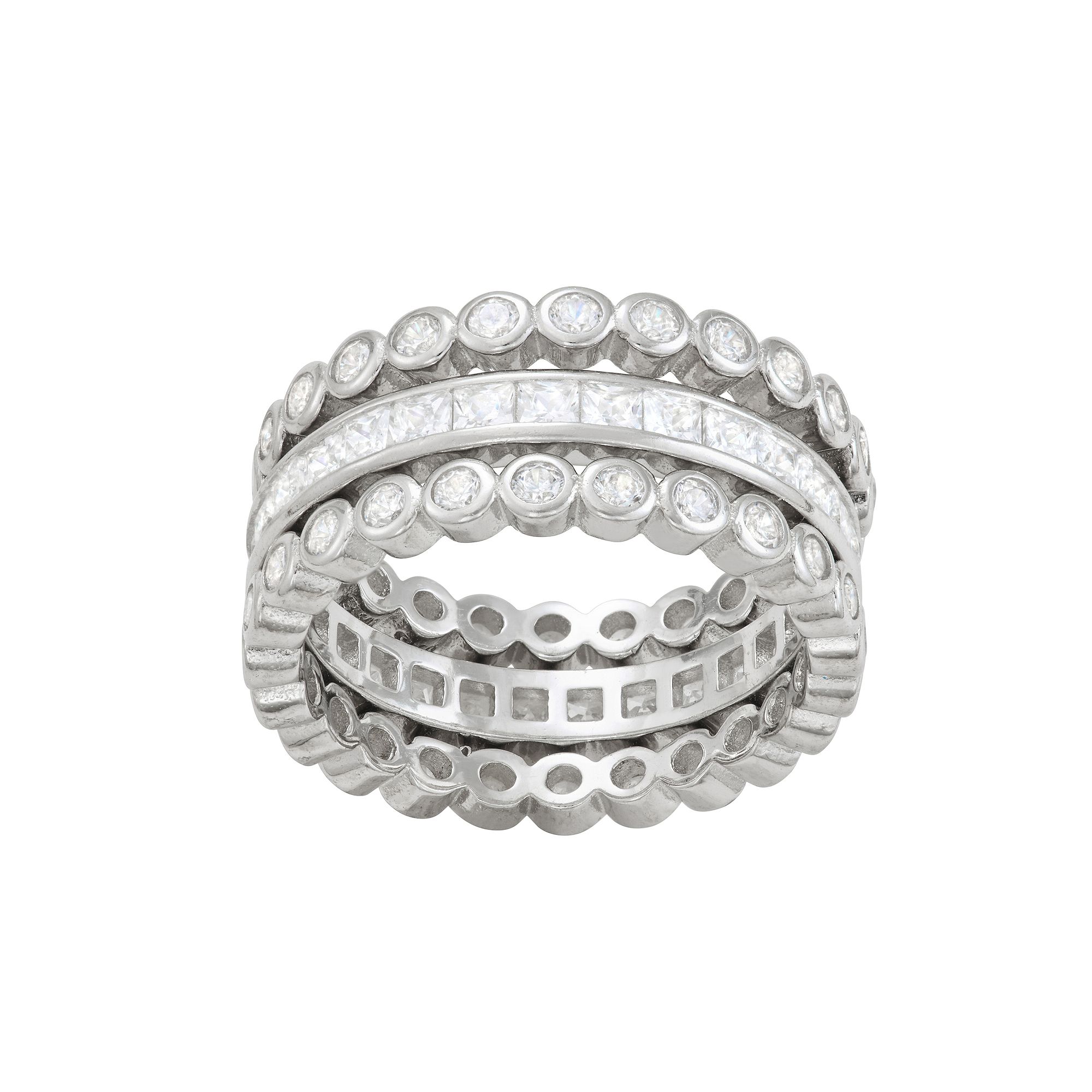 Contessa Di Capri Cubic Zirconia 3-Ring Eternity Band Set, Womens, Size: 9