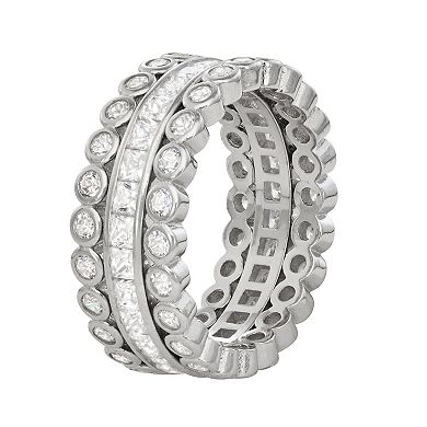 Contessa Di Capri Cubic Zirconia 3-Ring Eternity Band Set
