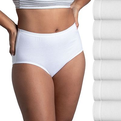 Women s Fruit of The Loom 6 Pack Signature Cotton Brief Panty Set 6DKBRAP Size 8 Natural