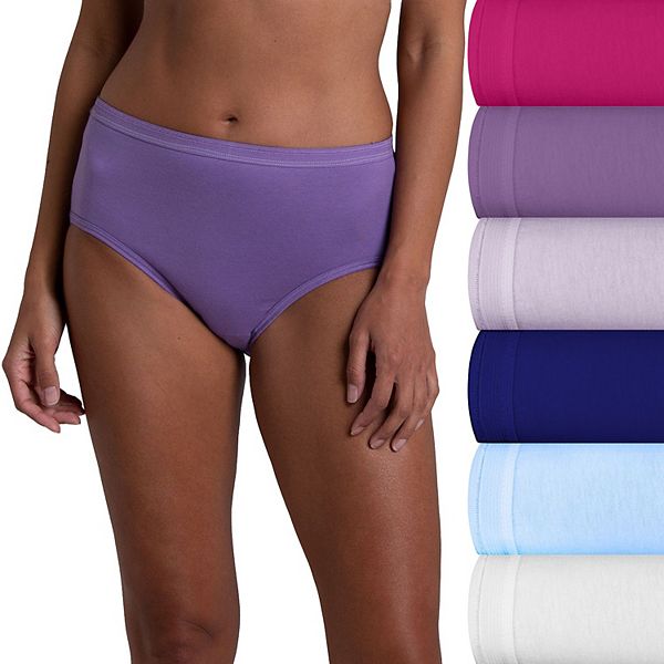 Women's Fruit of the Loom® 6-Pack Signature Cotton Brief Panty Set 6DKBRAP - Beet Grape Blue White (8)