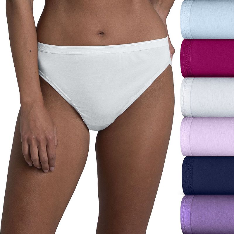 Womens Fruit of the Loom 6-Pack Signature Cotton High-Cut Brief Panty Set 