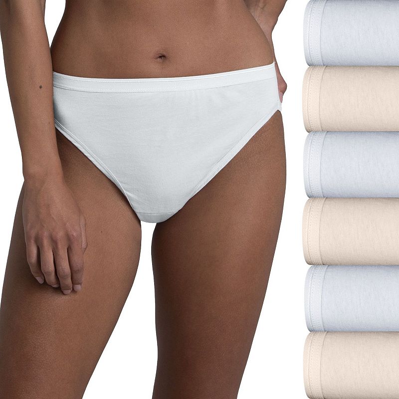 Women's Fruit of the Loom® 6-Pack Signature Cotton High-Cut Brief Panty Set 6DKHCAP, White Cashmere Pack